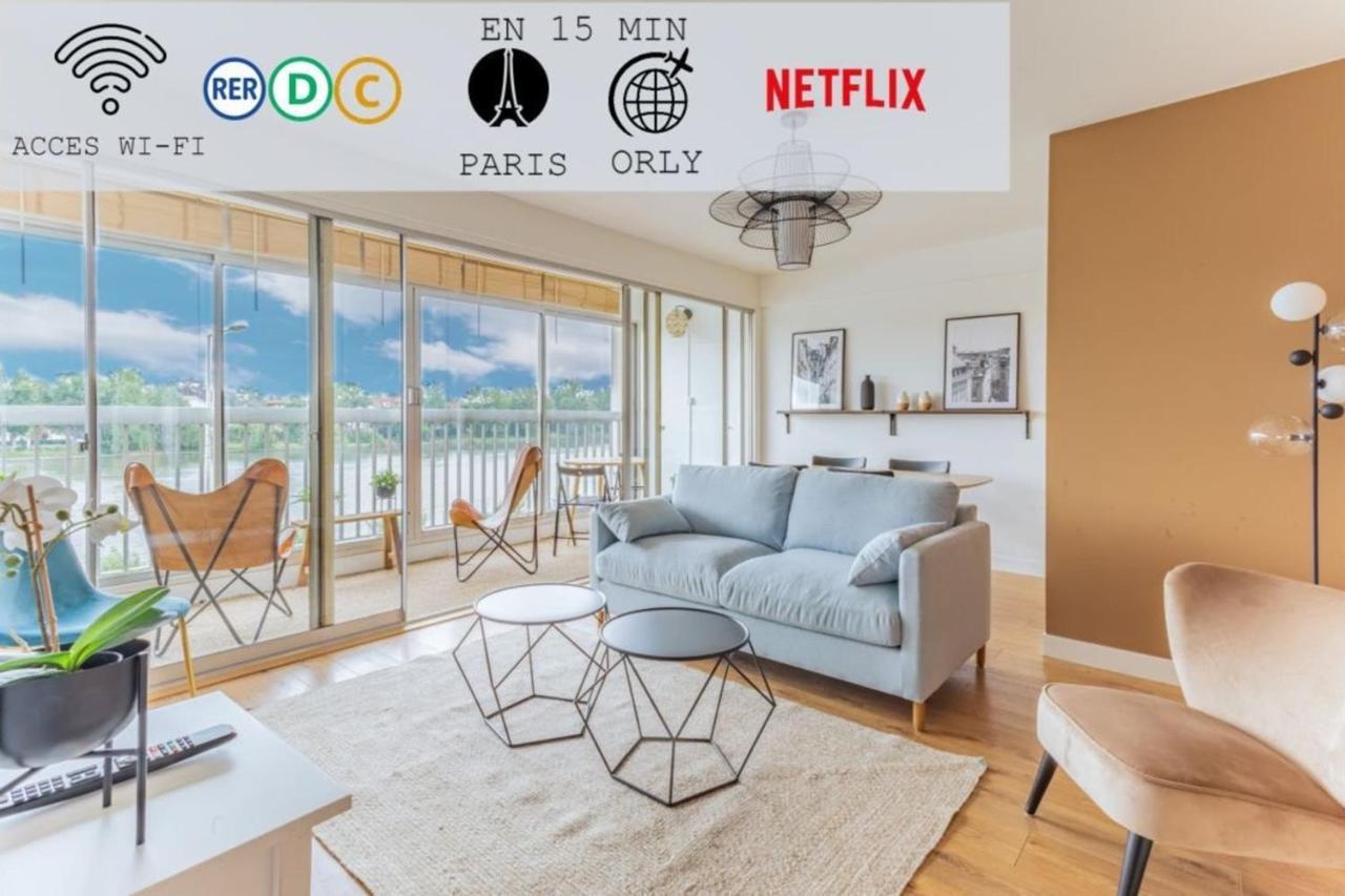Appart'Hotel Luminous Vue Seine- Paris 15Min Жувізі-сюр-Орж Екстер'єр фото